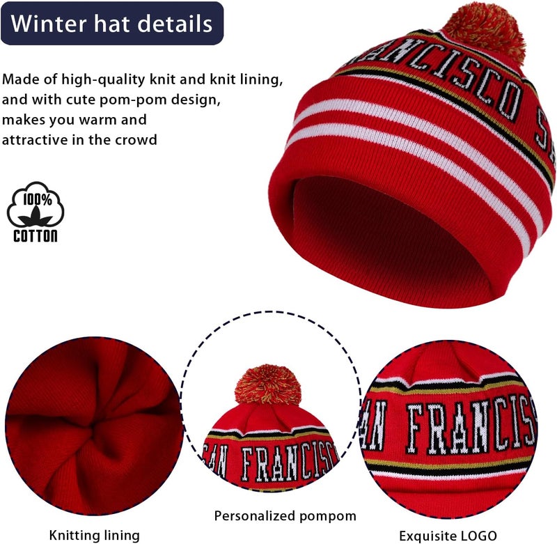mtstaowe Vintage Classic Skull Cap Beanie Hat Cuffed Winter Hat Knit Comes with Warm Gloves Gifts for Men Women Fans - Image 2